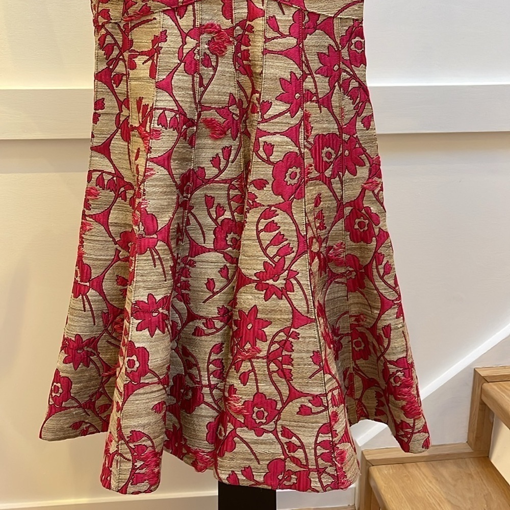 VALENTINO Metallic jacquard tapestry midi dress gold and pink floral size 38 XS - Picture 3 of 10